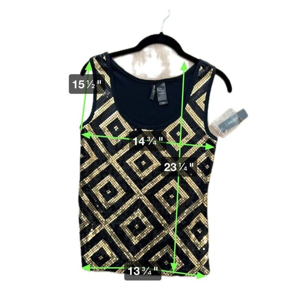 NWT Bisou Bisou Black Gold Sequins Dot Tank Top Sz S‎ - Picture 8 of 8